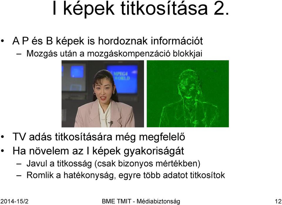 blokkjai TV adás titkosítására még megfelelő Ha növelem az I képek