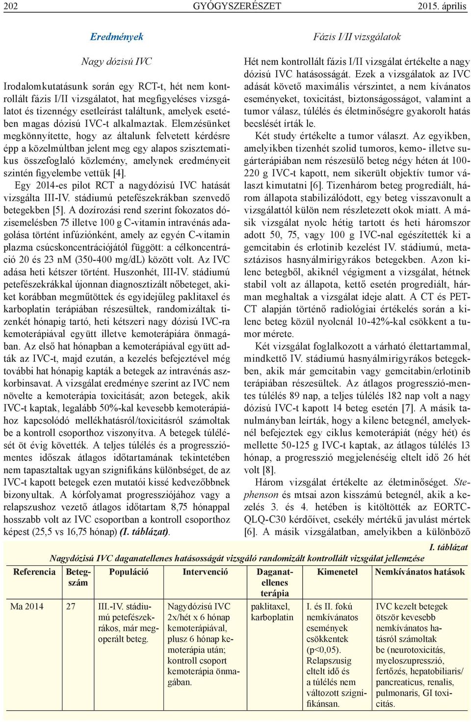 dózisú IVC-t alkalmaztak.