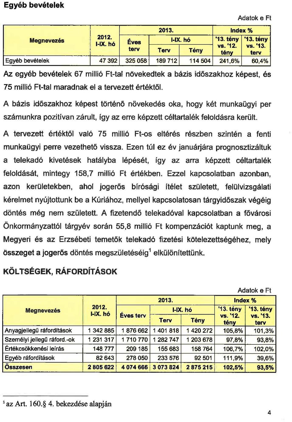 tény ~ 1-IX. hó vs. '12. vs. '13.