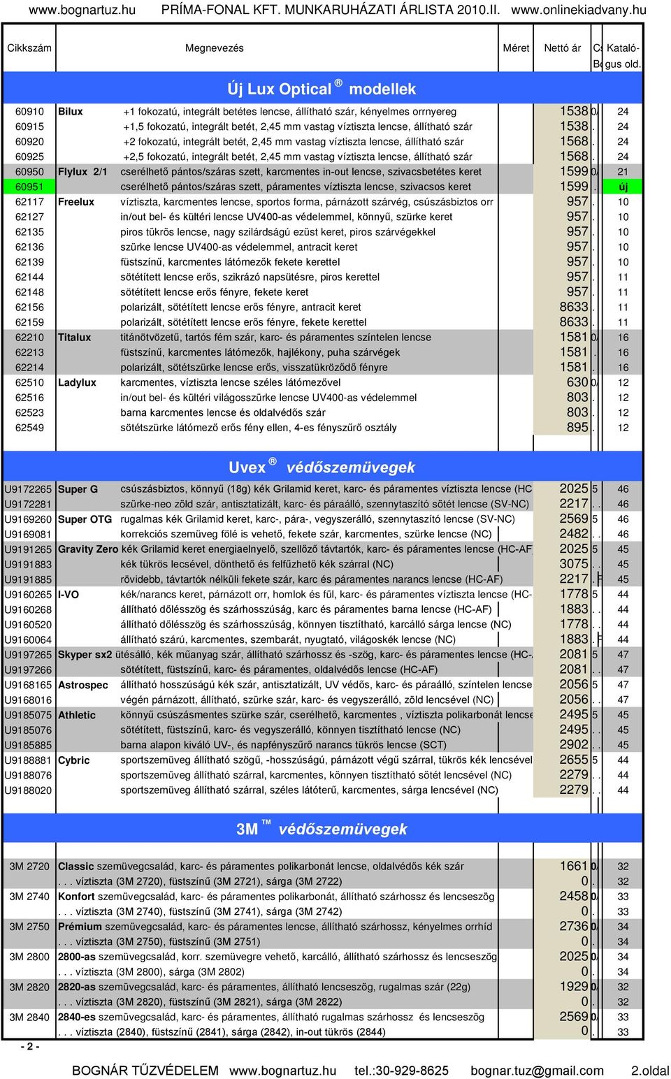 .. 24 60925 +2,5 fokozatú, integrált betét, 2,45 mm vastag víztiszta lencse, állítható szár 1568.