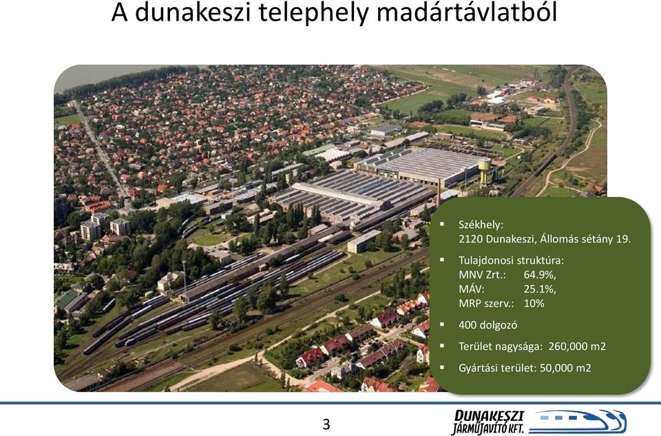 Tulajdonosi struktúra: MNV Zrt.: 64.9%, MÁV: 25.