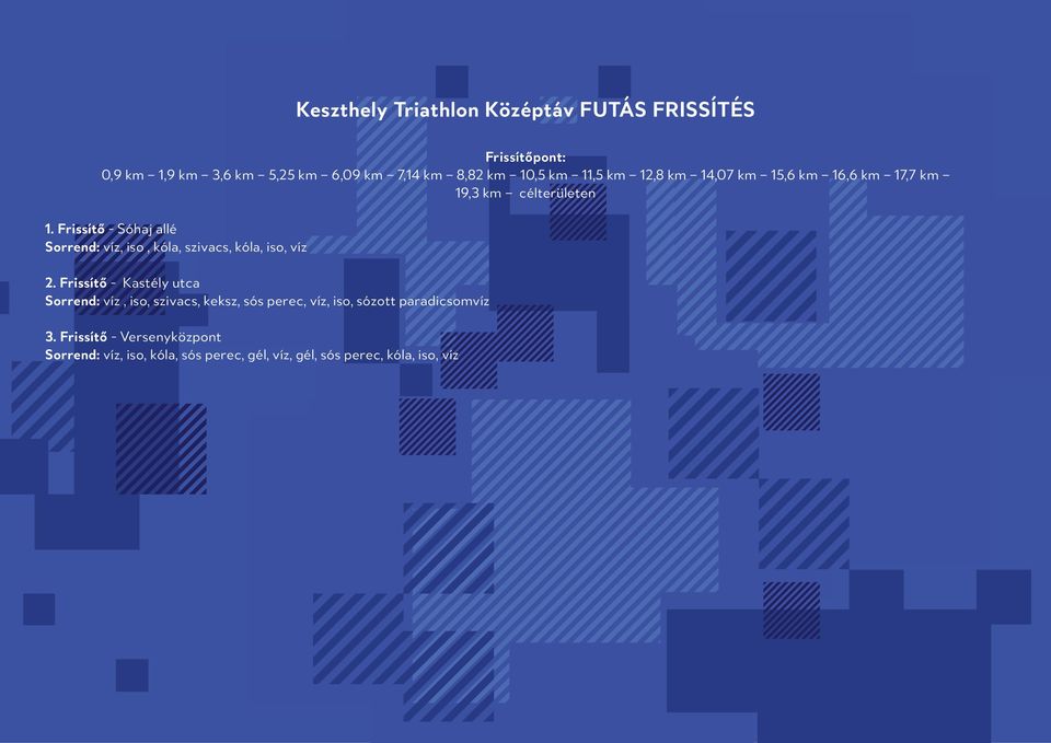 Frissítő - Sóhaj allé Sorrend: víz, iso, kóla, szivacs, kóla, iso, víz 2.