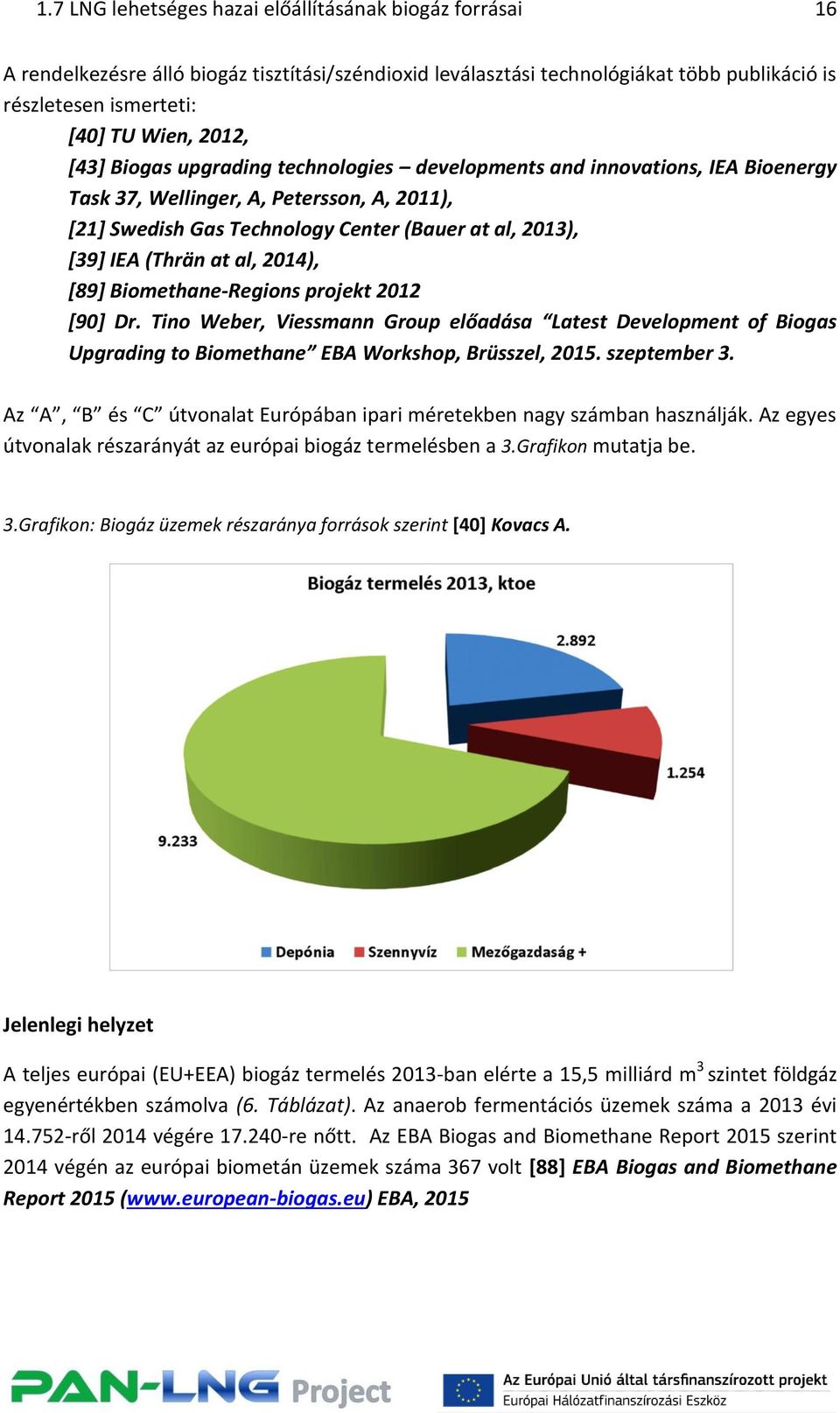 al, 2014), [89] Biomethane-Regions projekt 2012 [90] Dr. Tino Weber, Viessmann Group előadása Latest Development of Biogas Upgrading to Biomethane EBA Workshop, Brüsszel, 2015. szeptember 3.