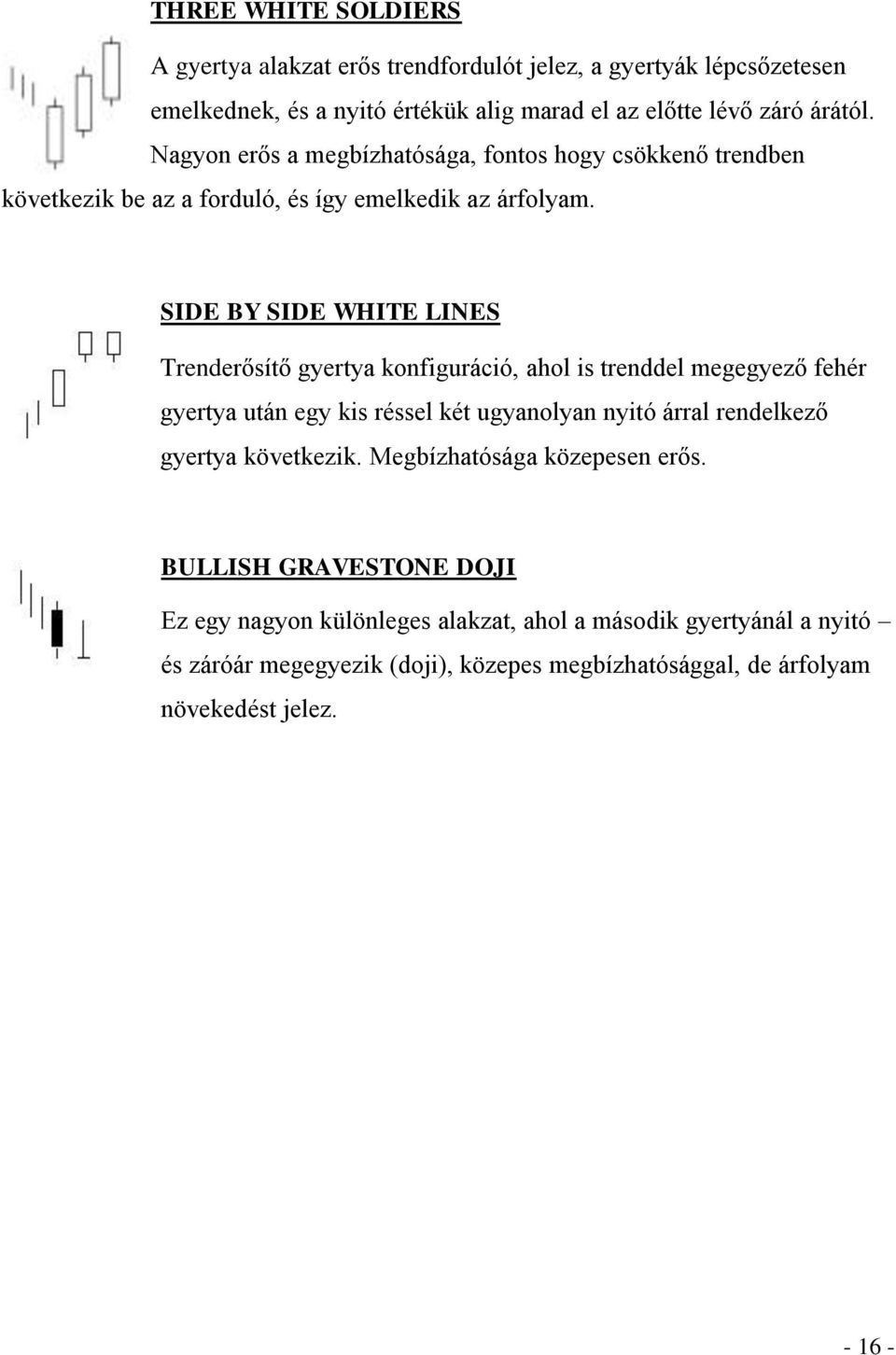 SIDE BY SIDE WHITE LINES Trenderősítő gyertya konfiguráció, ahol is trenddel megegyező fehér gyertya után egy kis réssel két ugyanolyan nyitó árral rendelkező gyertya