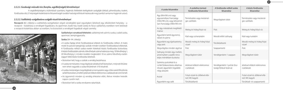2.2.2. Szálláshely-szolgáltatásra szolgáló részek követelményei Recepció (82.