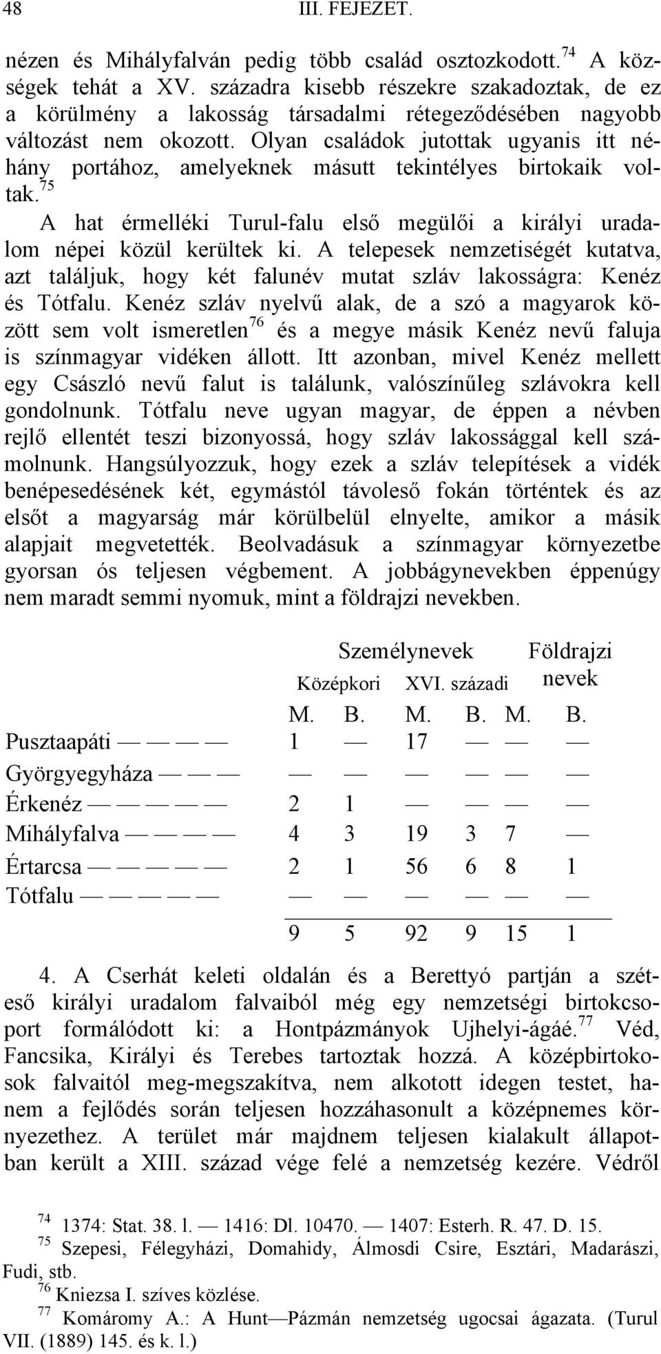 Olyan családok jutottak ugyanis itt néhány portához, amelyeknek másutt tekintélyes birtokaik voltak. 75 A hat érmelléki Turul-falu első megülői a királyi uradalom népei közül kerültek ki.