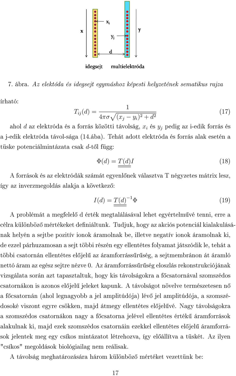 forrás és a j-edik elektróda távol-sága (14.ába).