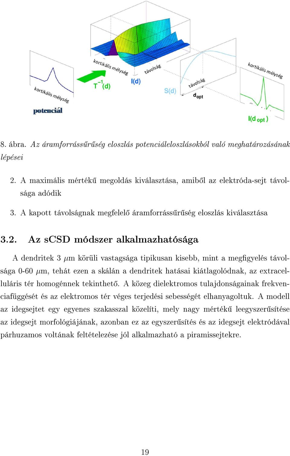 Az scsd módszer alkalmazhatósága A dendritek 3 µm körüli vastagsága tipikusan kisebb, mint a meggyelés távolsága 0-60 µm, tehát ezen a skálán a dendritek hatásai kiátlagolódnak, az extracelluláris