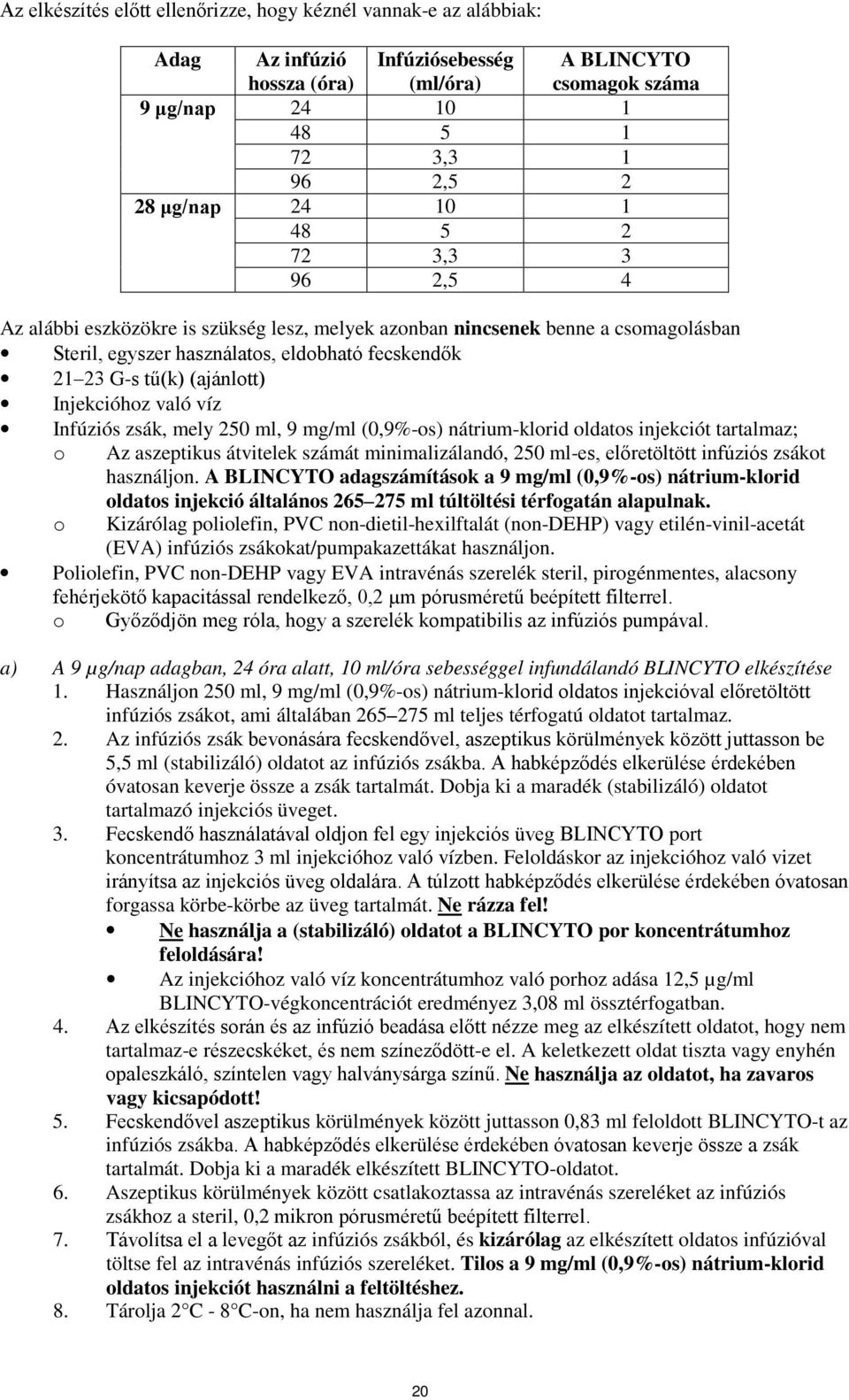 Injekcióhoz való víz Infúziós zsák, mely 250 ml, 9 mg/ml (0,9%-os) nátrium-klorid oldatos injekciót tartalmaz; o Az aszeptikus átvitelek számát minimalizálandó, 250 ml-es, előretöltött infúziós