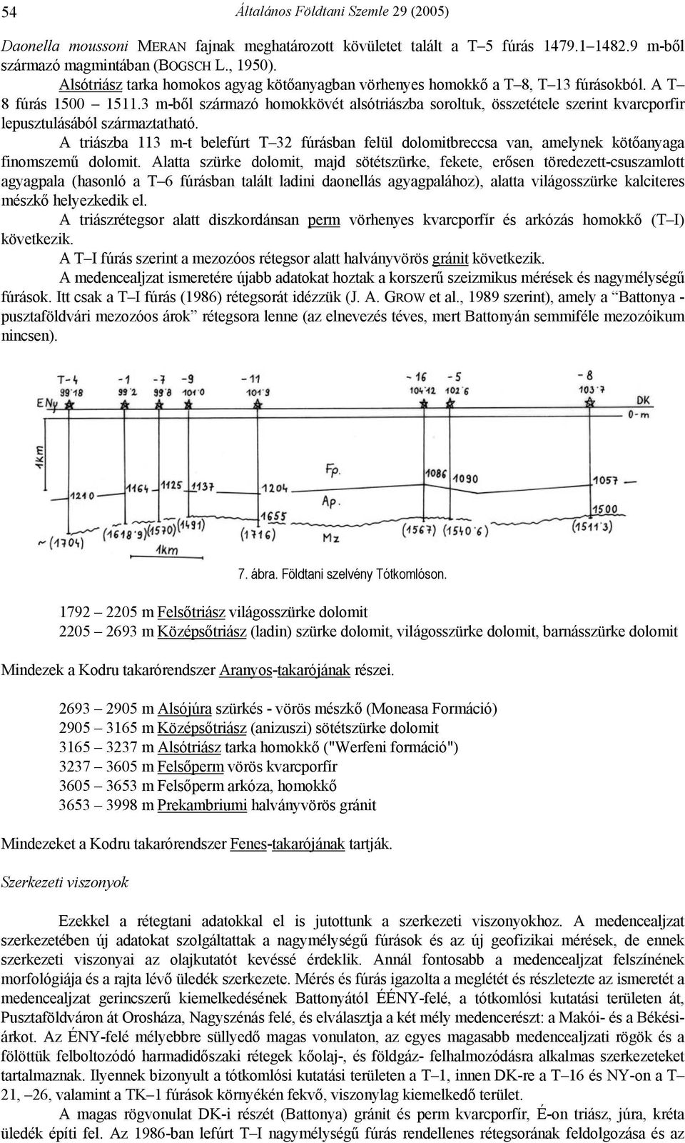 3 m-ből származó homokkövét alsótriászba soroltuk, összetétele szerint kvarcporfir lepusztulásából származtatható.