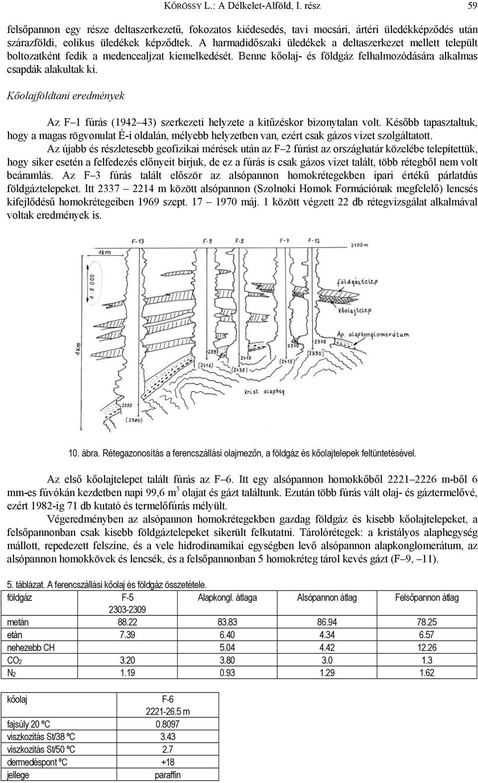 Kőolajföldtani eredmények Az F 1 fúrás (1942 43) szerkezeti helyzete a kitűzéskor bizonytalan volt.