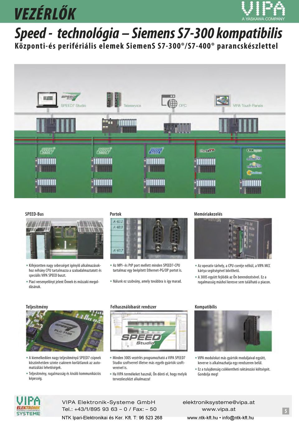 Az MPI- és PtP port mellett minden SPEED7-CPU tartalmaz egy beépített Ethernet-PG/OP portot is. Nálunk ez szabvány, amely továbbra is így marad.