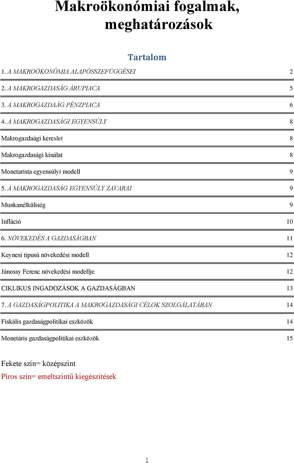 A MAKROGAZDASÁG EGYENSÚLY ZAVARAI 9 Munkanélkülség 9 Inflácó 10 6.