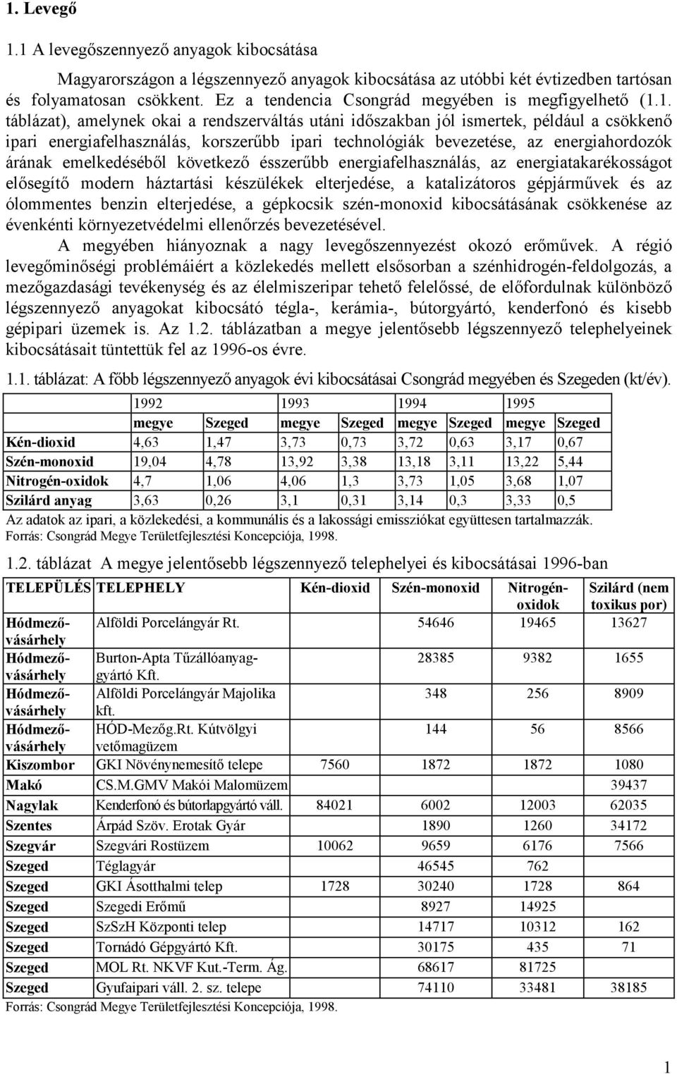 1. táblázat), amelynek okai a rendszerváltás utáni időszakban jól ismertek, például a csökkenő ipari energiafelhasználás, korszerűbb ipari technológiák bevezetése, az energiahordozók árának