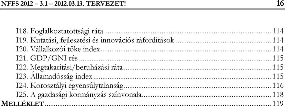 GDP/GNI rés... 115 I22. Megtakarítási/beruházási ráta... 115 I23. Államadósság index... 115 I24.