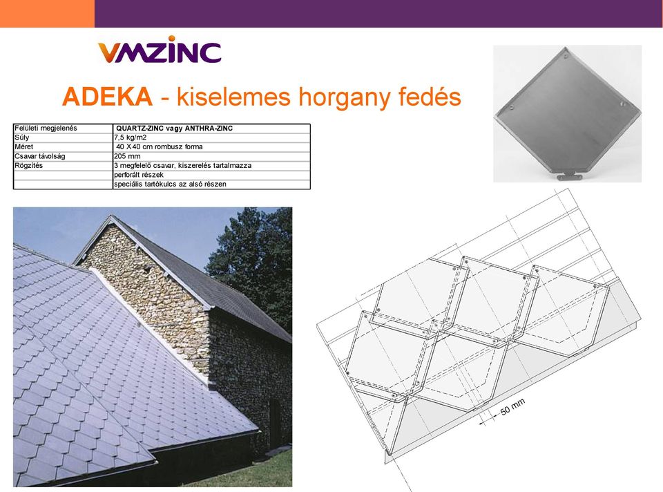 40 X 40 cm rombusz forma 205 mm 3 megfelelő csavar, kiszerelés