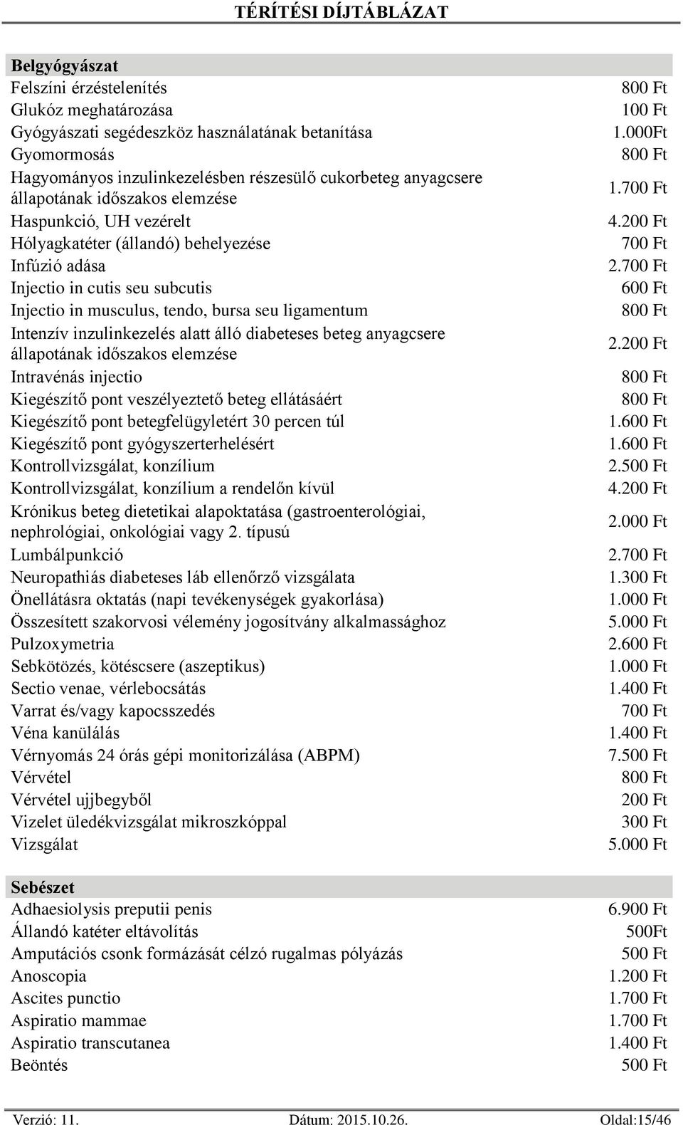 alatt álló diabeteses beteg anyagcsere állapotának időszakos elemzése Intravénás injectio Kiegészítő pont veszélyeztető beteg ellátásáért Kiegészítő pont betegfelügyletért 30 percen túl Kiegészítő