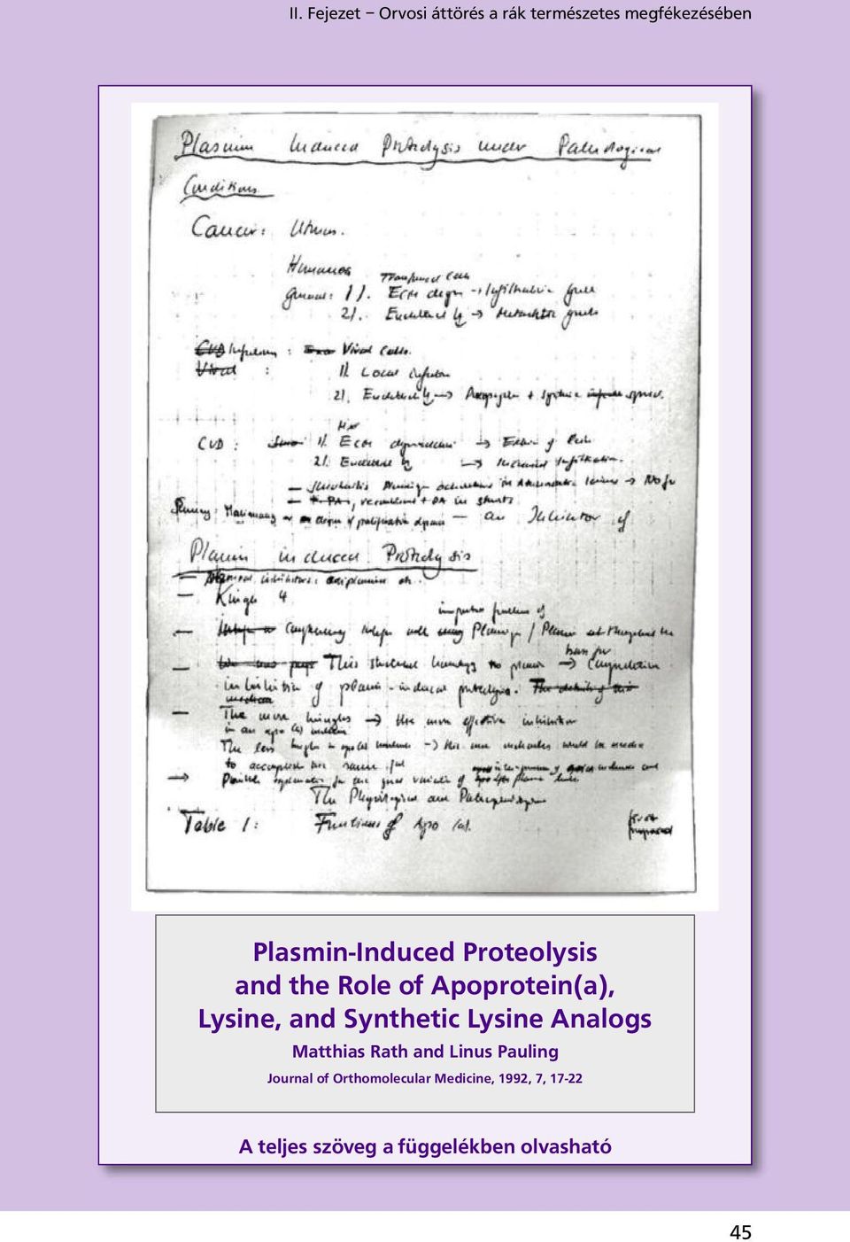 Synthetic Lysine Analogs Matthias Rath and Linus Pauling Journal of