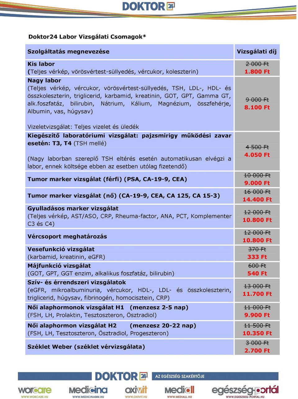 Nagy laborban szereplő TSH eltérés esetén automatikusan elvégzi a labor,  ennek költsége ebben az esetben utólag fizetendő) - PDF Ingyenes letöltés