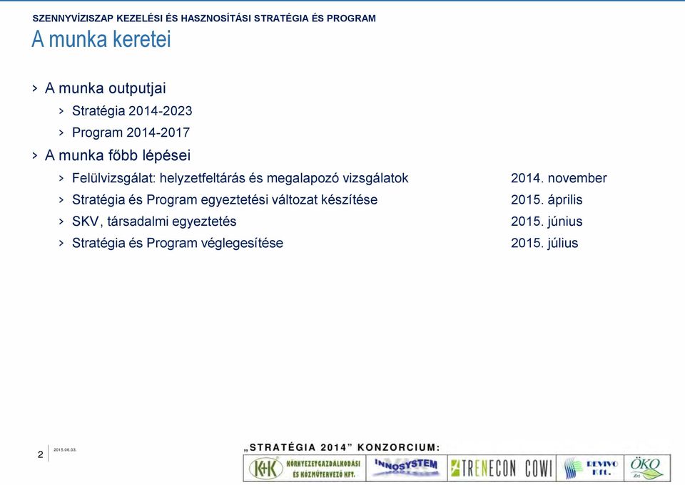 november Stratégia és Program egyeztetési változat készítése 2015.