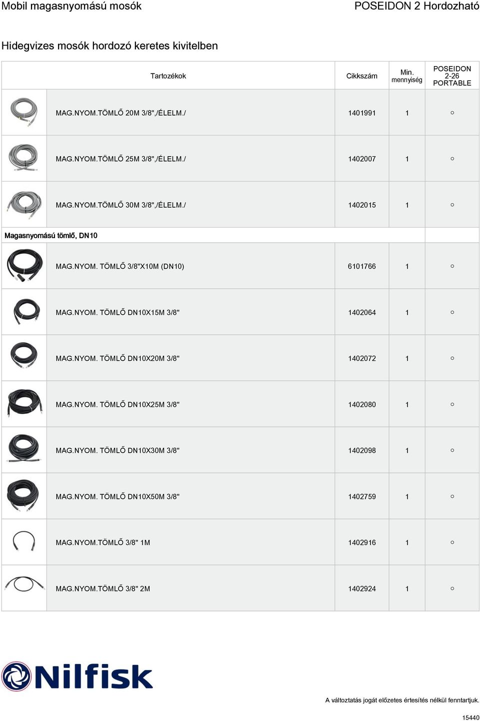 NYOM. TÖMLŐ DN10X20M 3/8" 1402072 1 MAG.NYOM. TÖMLŐ DN10X25M 3/8" 1402080 1 MAG.NYOM. TÖMLŐ DN10X30M 3/8" 1402098 1 MAG.