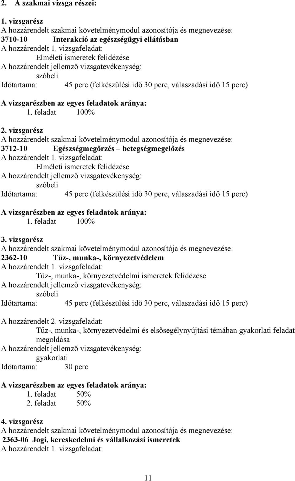 vizsgarész hozzárendelt szakmai követelménymodul azonosítója és megnevezése: 3712-10 Egészségmegőrzés betegségmegelőzés hozzárendelt 1.