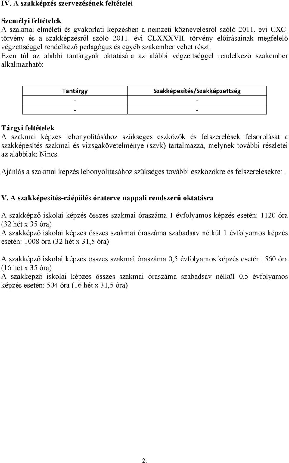 Ezen túl az alábbi tantárgyak oktatására az alábbi végzettséggel rendelkező szakember alkalmazható: Tantárgy Szakképesítés/Szakképzettség Tárgyi feltételek A szakmai képzés lebonyolításához szükséges