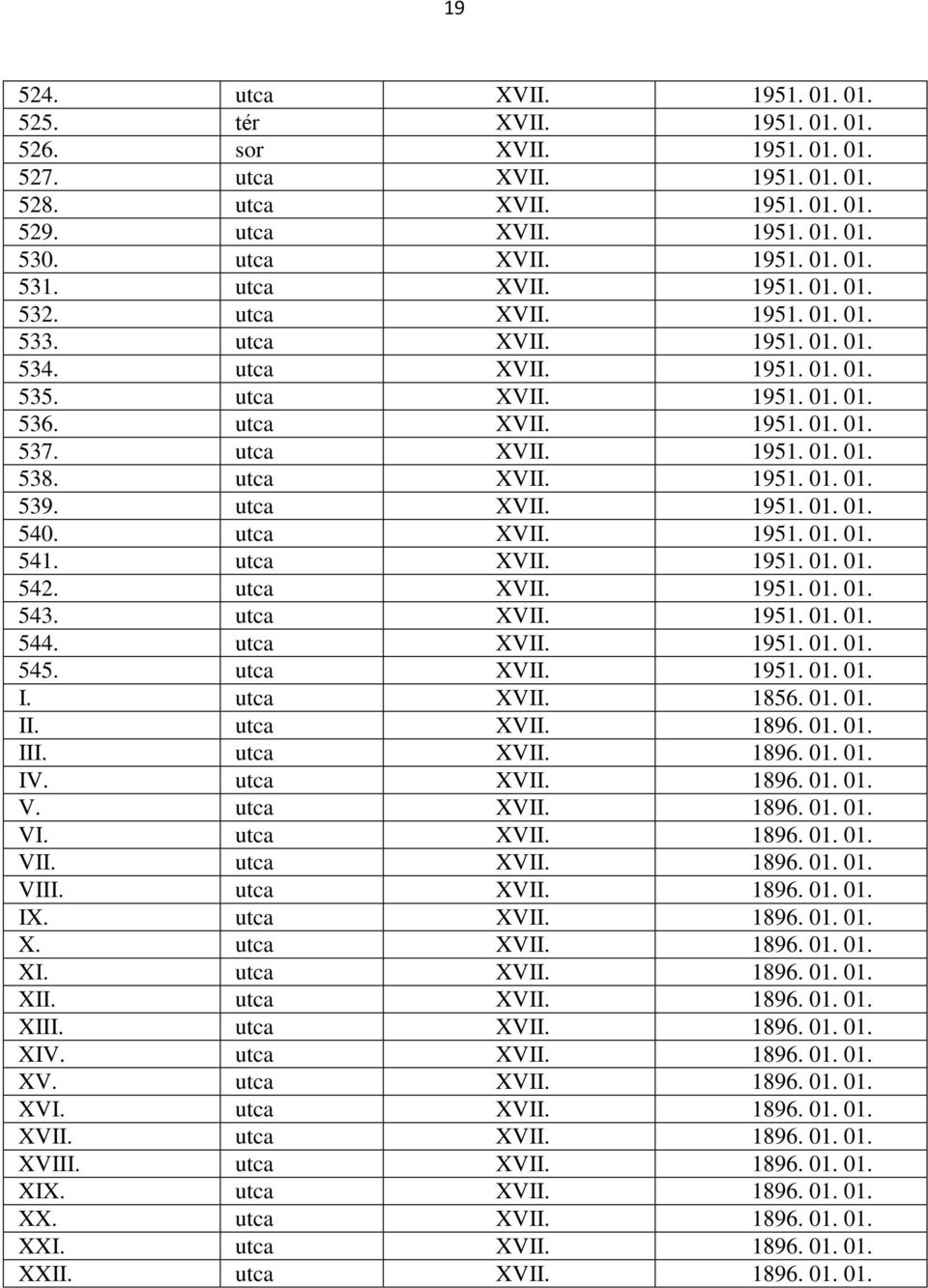 utca XVII. 1951. 01. 01. 539. utca XVII. 1951. 01. 01. 540. utca XVII. 1951. 01. 01. 541. utca XVII. 1951. 01. 01. 542. utca XVII. 1951. 01. 01. 543. utca XVII. 1951. 01. 01. 544. utca XVII. 1951. 01. 01. 545.