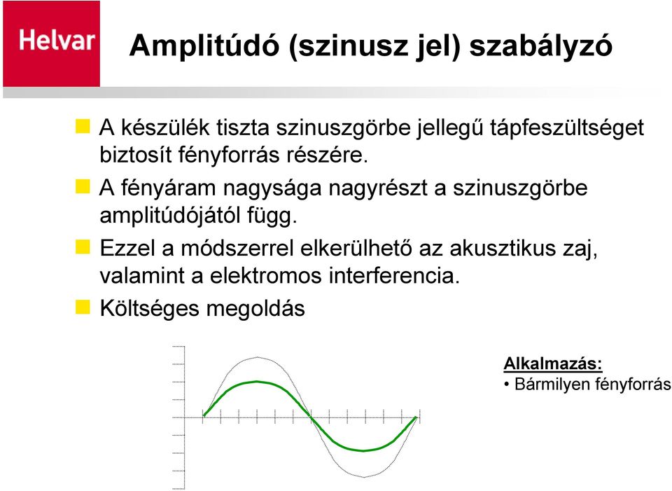 A fényáram nagysága nagyrészt a szinuszgörbe amplitúdójától függ.