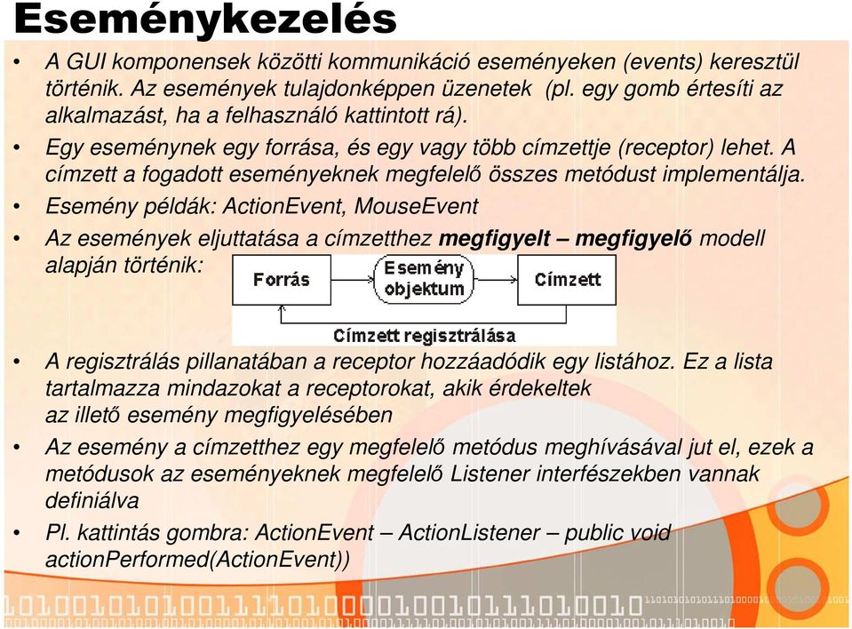 A címzett a fogadott eseményeknek megfelelő összes metódust implementálja.