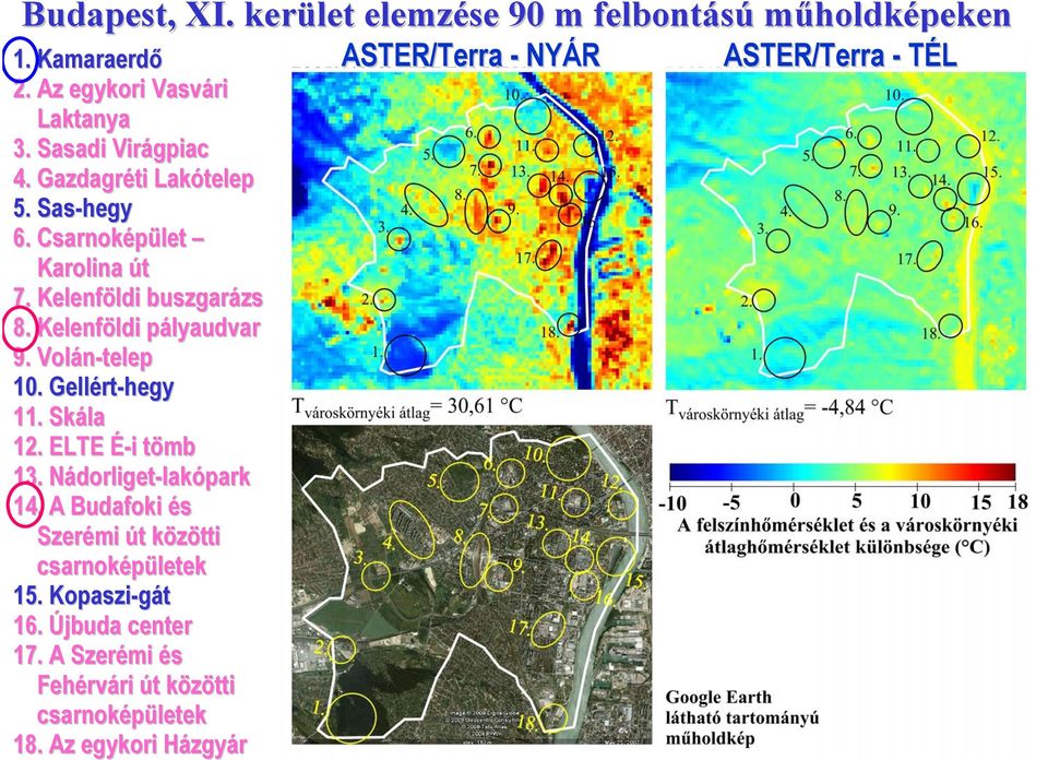 Gellért-hegy 11. Skála 12. ELTE É-i É i tömb 13. Nádorliget-lakópark lakópark 14. A Budafoki és Szerémi út közötti csarnoképületek 15.