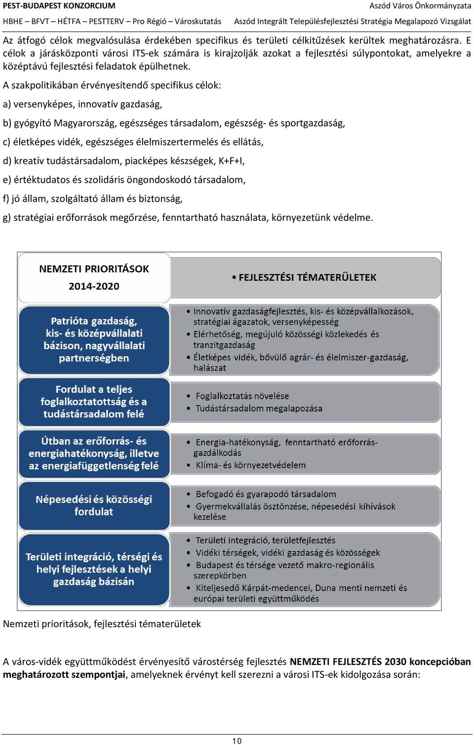 A szakpolitikában érvényesítendő specifikus célok: a) versenyképes, innovatív gazdaság, b) gyógyító Magyarország, egészséges társadalom, egészség- és sportgazdaság, c) életképes vidék, egészséges