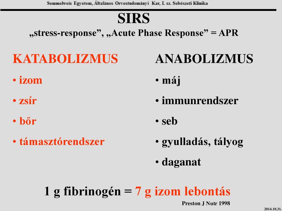 ANABOLIZMUS máj immunrendszer seb gyulladás, tályog