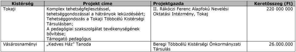 Tehetséggondozás a Tokaji Többcélú Kistérségi ban; A pedagógiai szakszolgálat