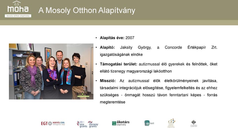 magyarországi lakóotthon Misszió: Az autizmussal élők életkörülményeinek javítása, társadalmi