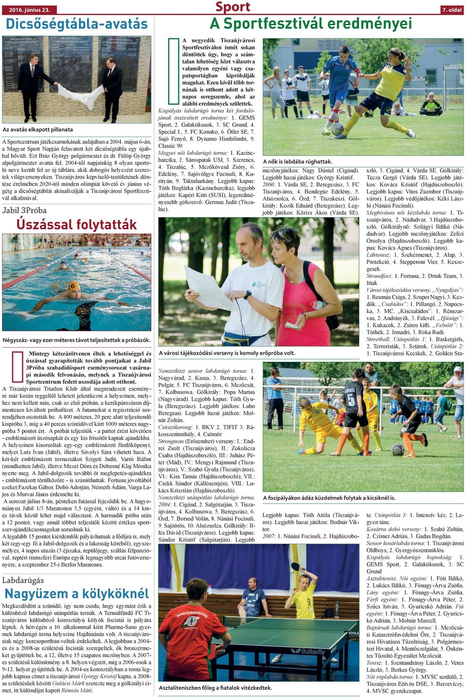 2004-től napjainkig 8 olyan sportoló neve került fel az új táblára, akik dobogós helyezést szereztek világversenyeken.