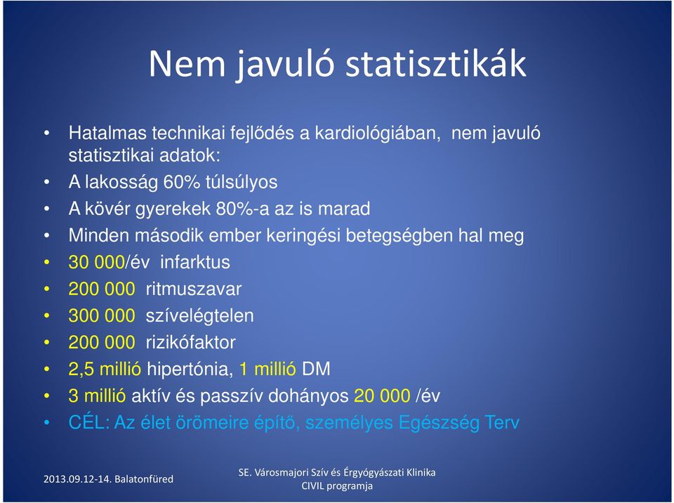 meg 30 000/év infarktus 200 000 ritmuszavar 300 000 szívelégtelen 200 000 rizikófaktor 2,5 millió