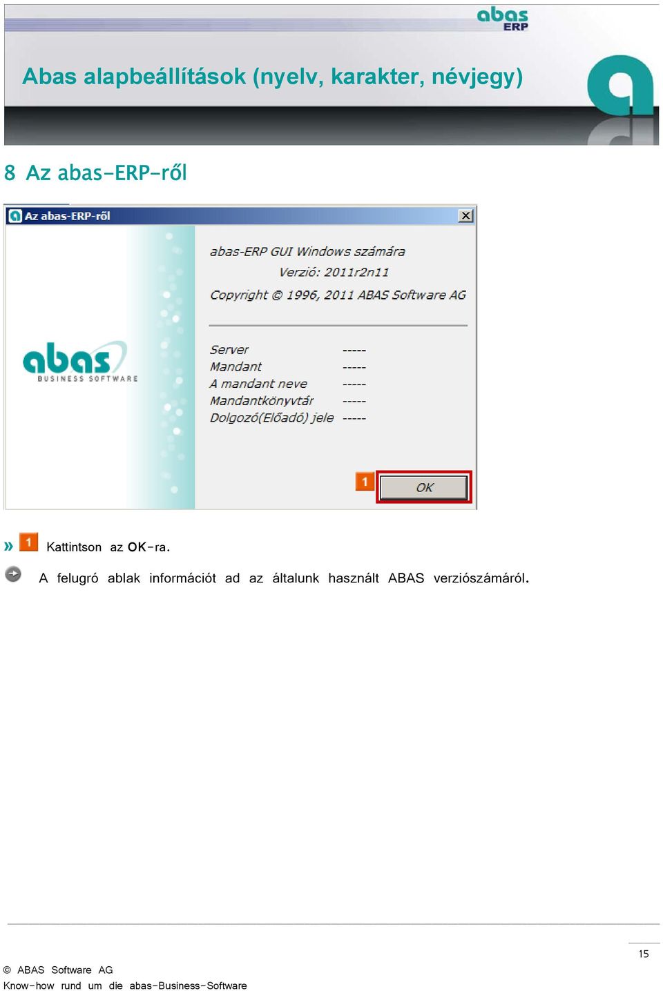 A felugró ablak információt