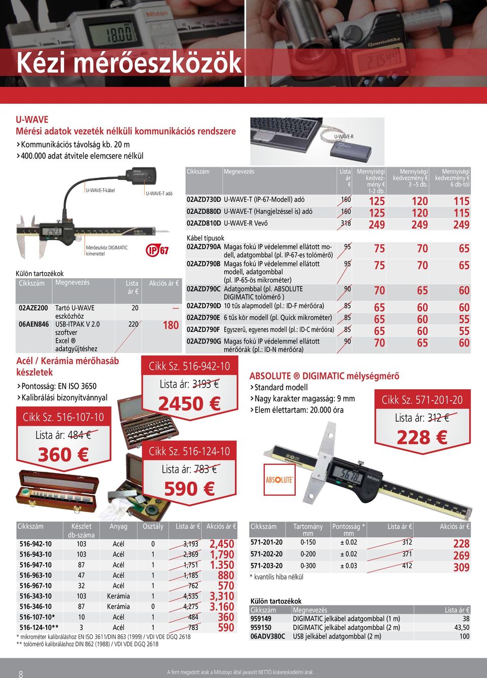 0 szoftver Excel adatgyűjtéshez Acél / Kerámia mérőhasáb készletek Pontosság: EN ISO 3650 Kalibrálási bizonyítvánnyal Cikk Sz.