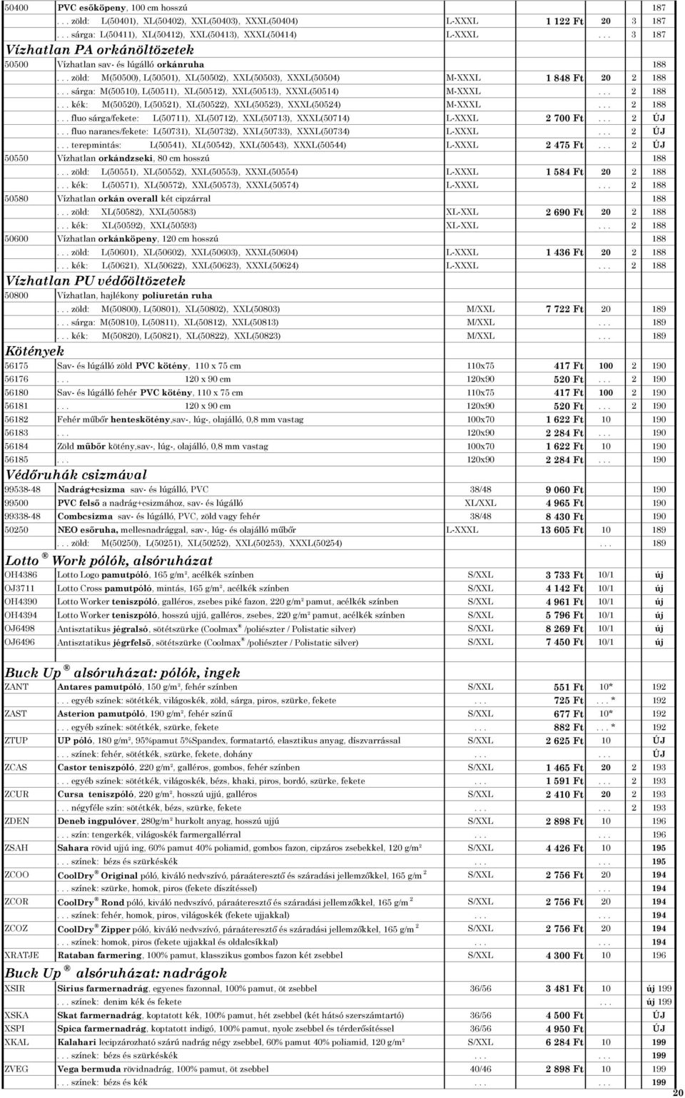 .. sárga: M(50510), L(50511), XL(50512), XXL(50513), XXXL(50514) M-XXXL... 2 188... kék: M(50520), L(50521), XL(50522), XXL(50523), XXXL(50524) M-XXXL... 2 188... fluo sárga/fekete: L(50711), XL(50712), XXL(50713), XXXL(50714) L-XXXL 2 700 Ft.