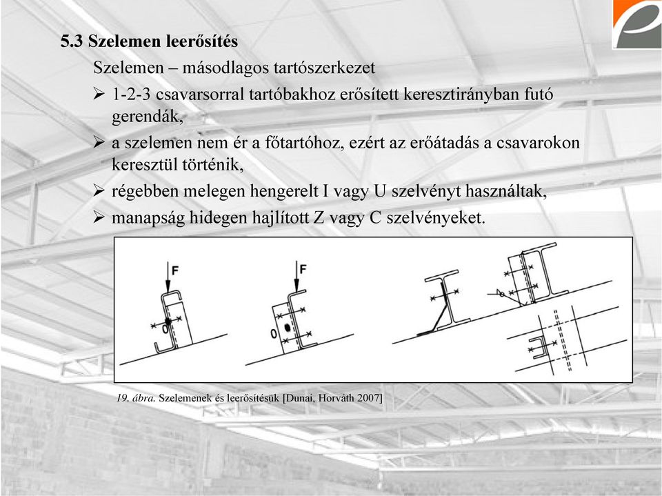 csavarokon keresztül történik, régebben melegen hengerelt I vagy U szelvényt használtak,