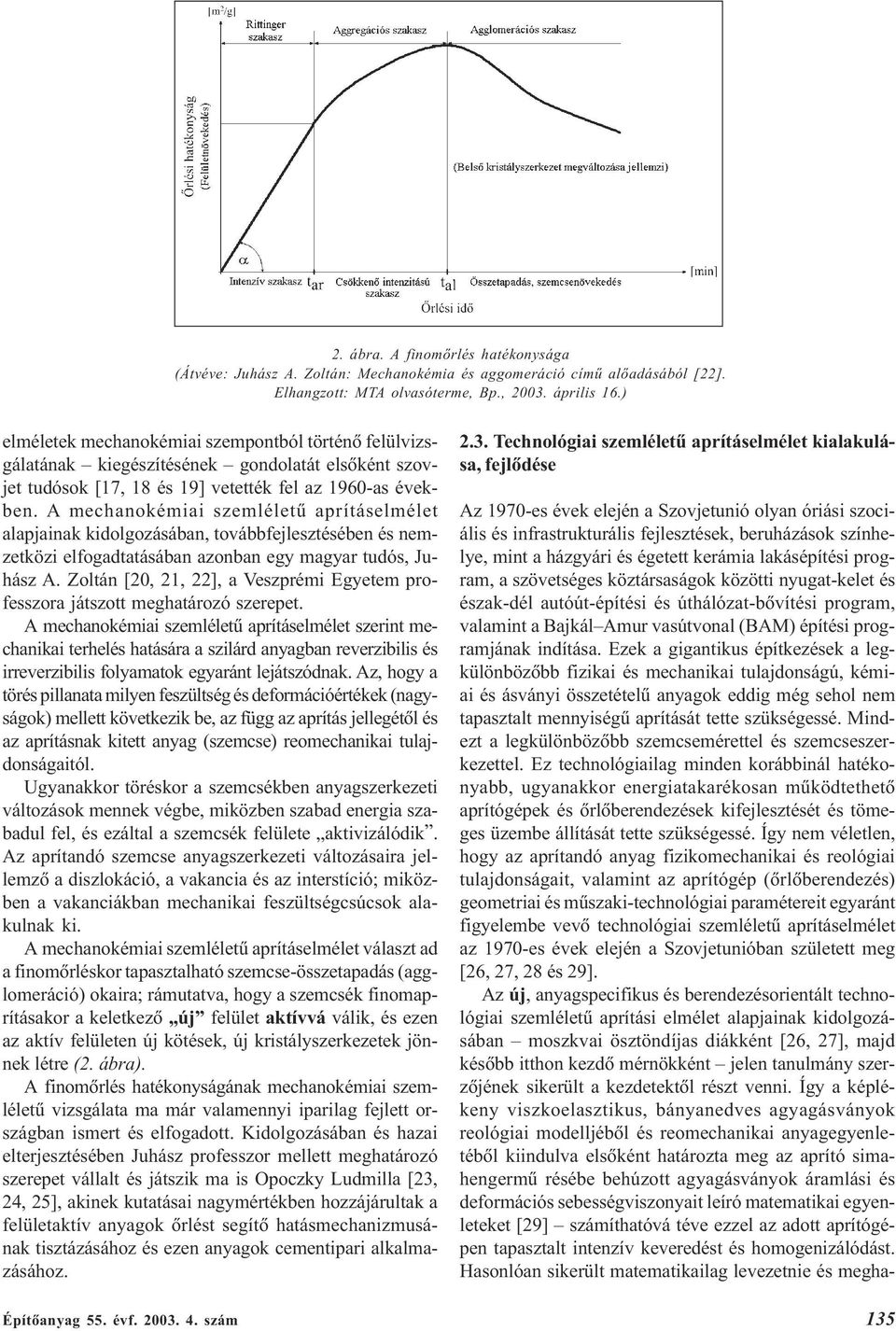 A mechanokémiai szemléletû aprításelmélet alapjainak kidolgozásában, továbbfejlesztésében és nemzetközi elfogadtatásában azonban egy magyar tudós, Juhász A.