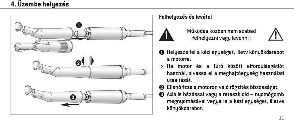 > Ha motor és a fúró között elfordulásgátlót használ, olvassa el a meghajtóegység használati utasítását.
