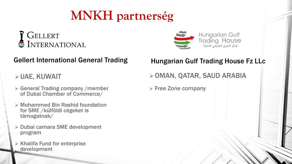 QATAR, SAUD ARABIA Free Zone company Mohammed Bin Rashid foundation for SME /külföldi