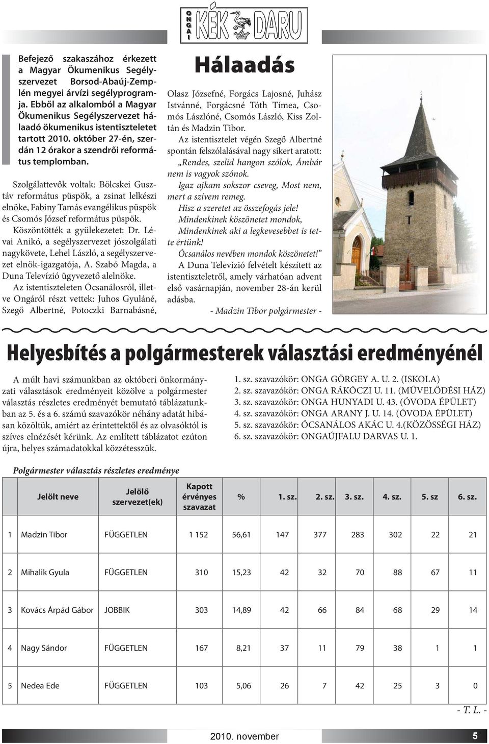Szolgálattevők voltak: Bölcskei Gusztáv református püspök, a zsinat lelkészi elnöke, Fabiny Tamás evangélikus püspök és Csomós József református püspök. Köszöntötték a gyülekezetet: Dr.