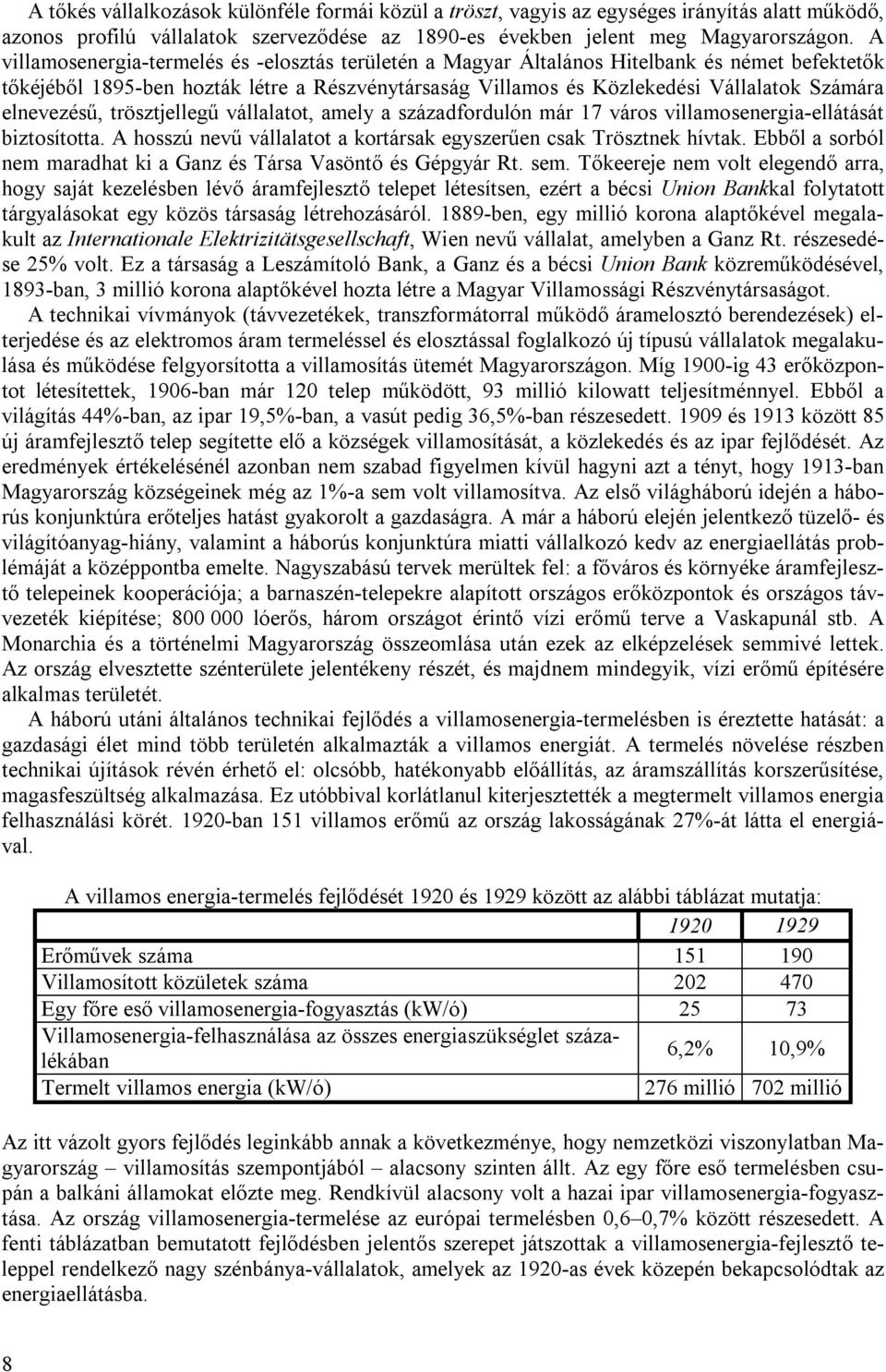 elnevezésű, trösztjellegű vállalatot, amely a századfordulón már 17 város villamosenergia-ellátását biztosította. A hosszú nevű vállalatot a kortársak egyszerűen csak Trösztnek hívtak.