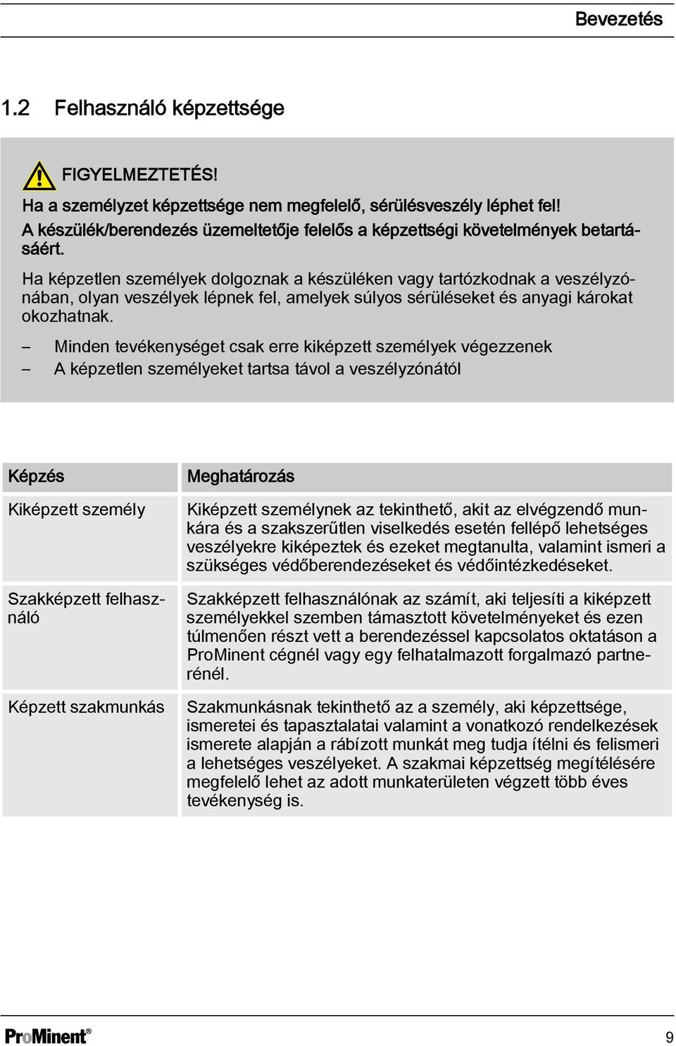 Ha képzetlen személyek dolgoznak a készüléken vagy tartózkodnak a veszélyzónában, olyan veszélyek lépnek fel, amelyek súlyos sérüléseket és anyagi károkat okozhatnak.