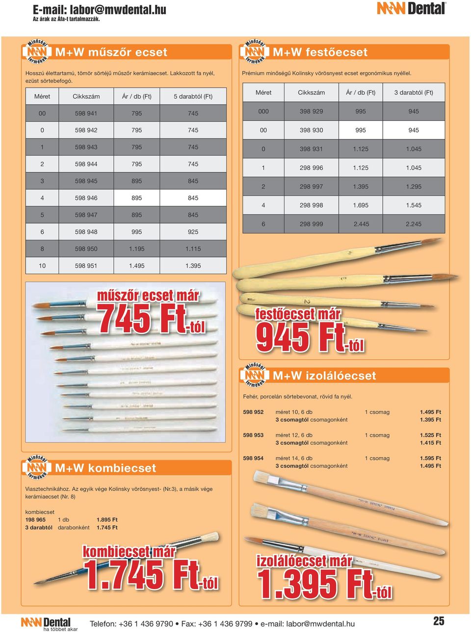 minõségû Kolinsky vörösnyest ecset ergonómikus nyéllel. Méret Cikkszám Ár / db (Ft) 3 darabtól (Ft) 000 398 929 995 945 00 398 930 995 945 0 398 931 1.125 1.045 1 298 996 1.125 1.045 2 298 997 1.