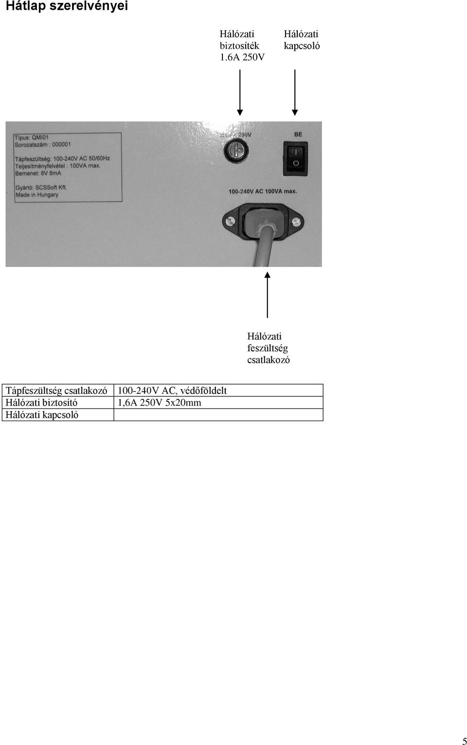 csatlakozó Tápfeszültség csatlakozó 100-240V AC,