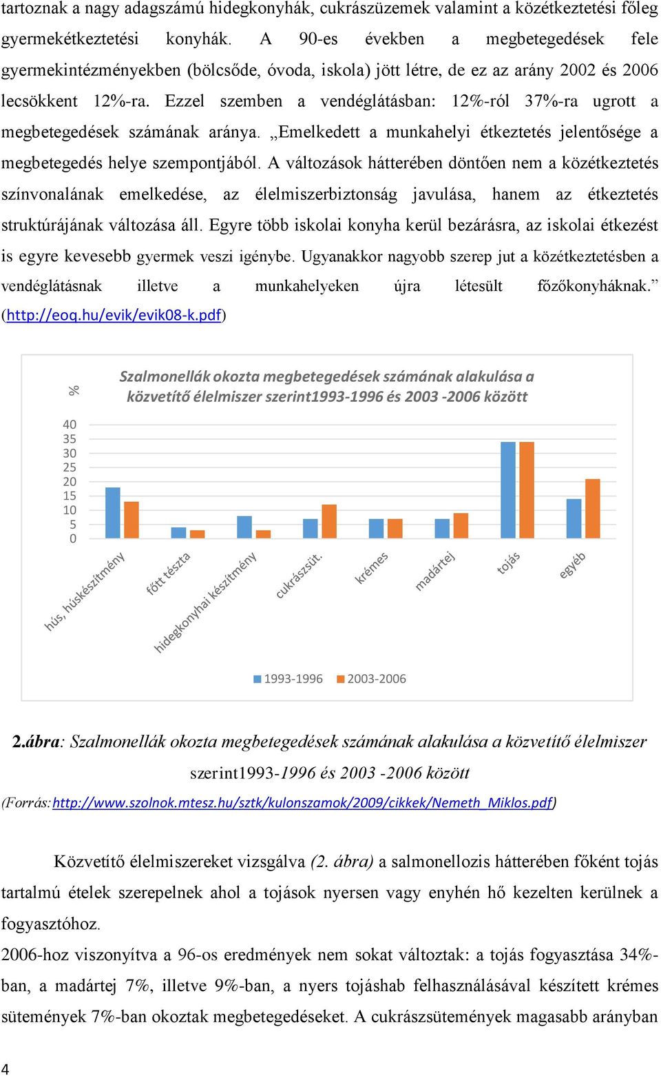Ezzel szemben a vendéglátásban: 12%-ról 37%-ra ugrott a megbetegedések számának aránya. Emelkedett a munkahelyi étkeztetés jelentősége a megbetegedés helye szempontjából.